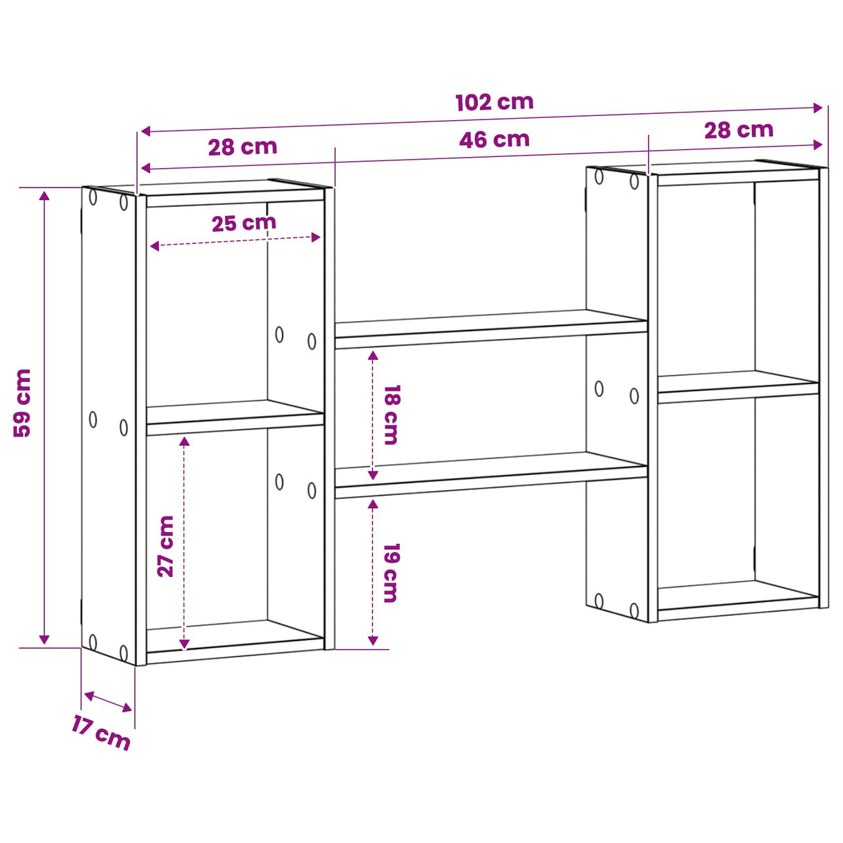 Wall Shelf White 102 x 17 x 59 cm Engineered Wood