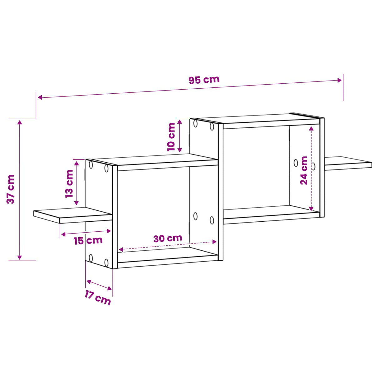 Wall Shelf White 95 x 17 x 37 cm Engineered Wood
