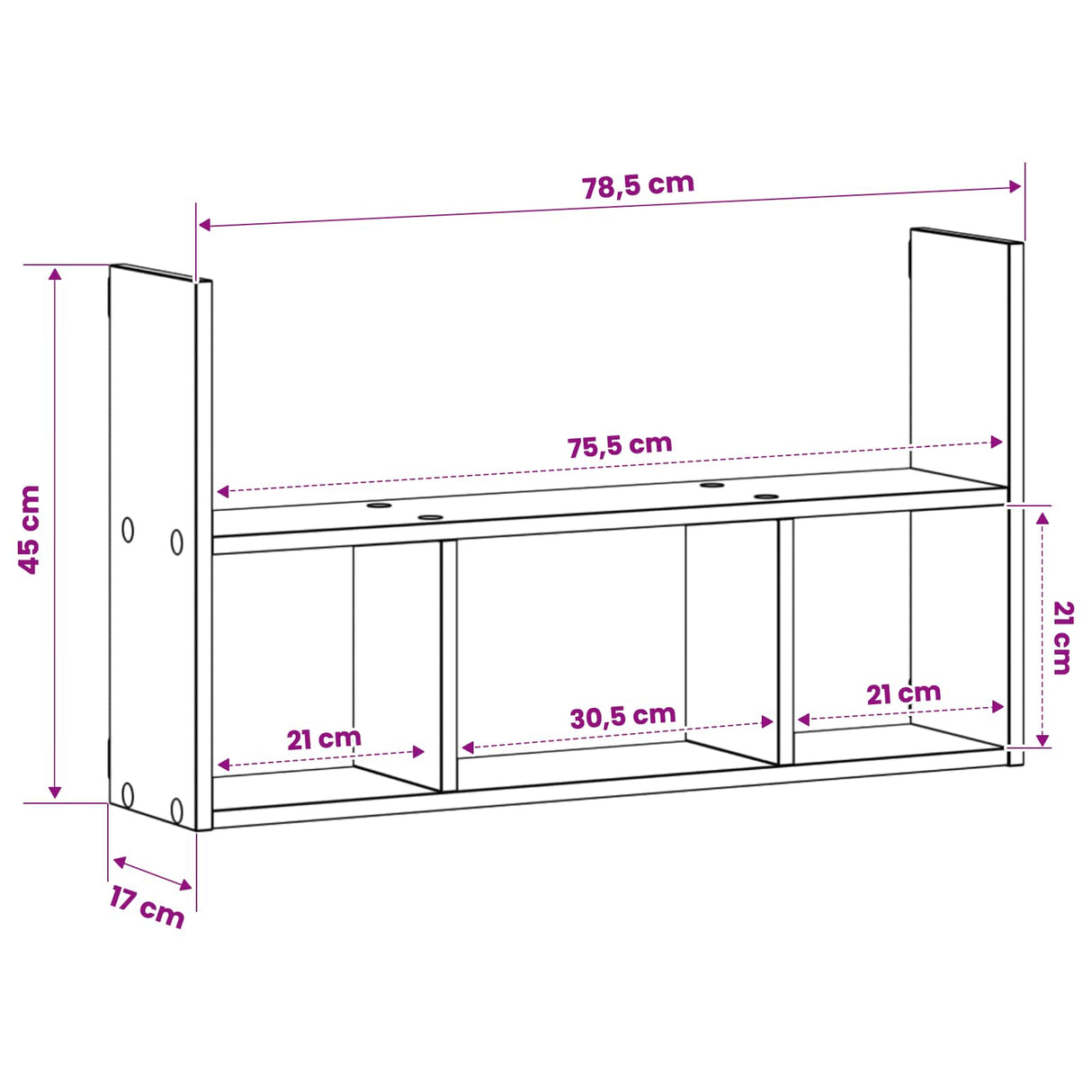 Wall Shelf White 78.5 x 17 x 45 cm Engineered Wood