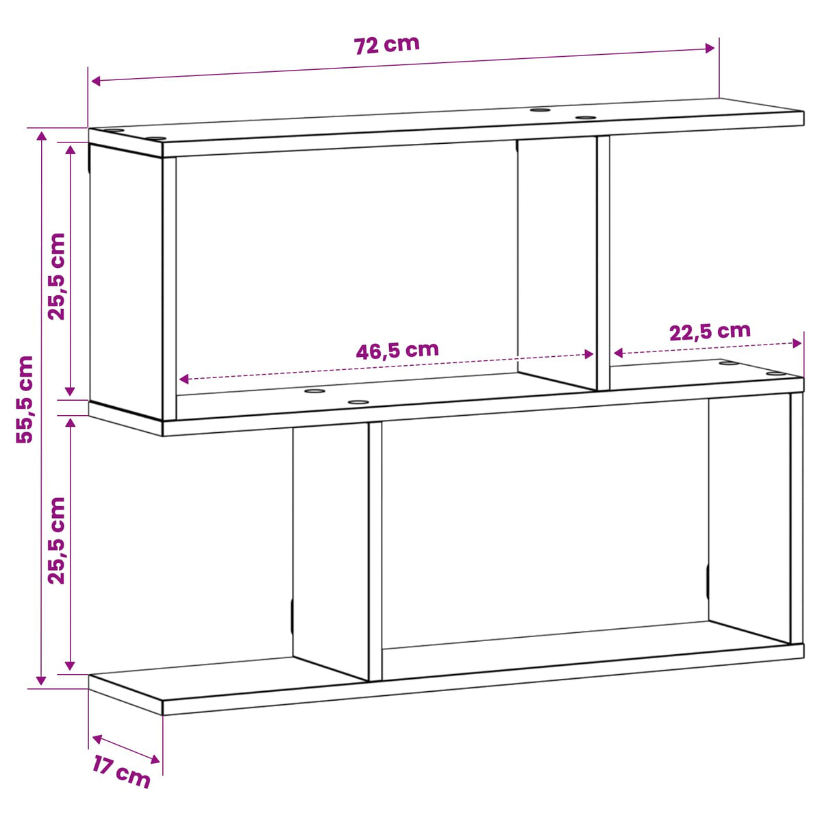 Wall Shelf White 72 x 17 x 55.5 cm Engineered Wood