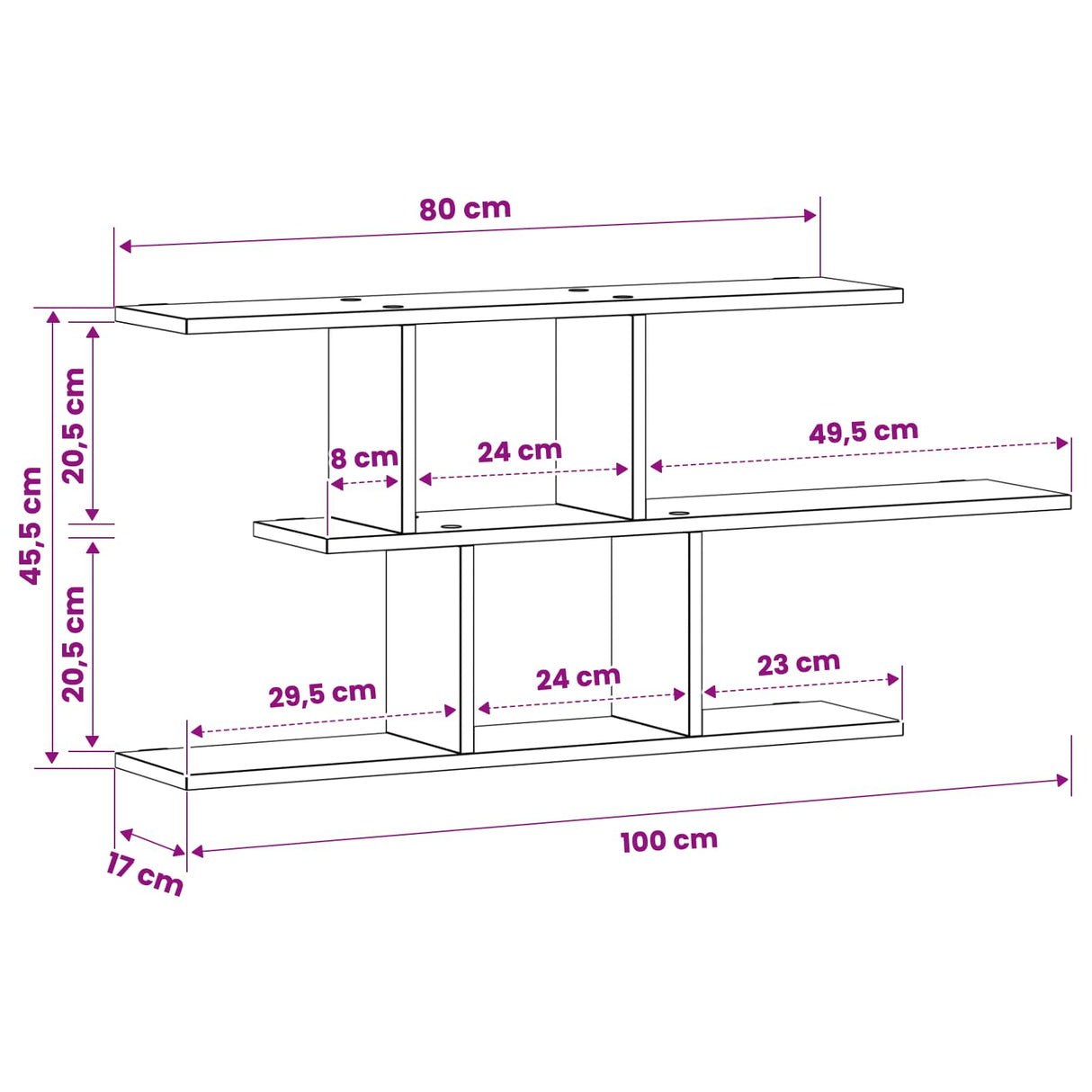 Wall Shelf White 100 x 17 x 45.5 cm Engineered Wood
