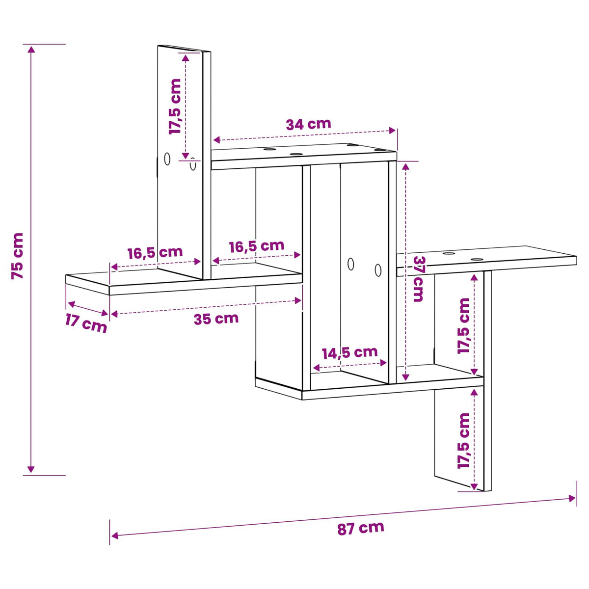 Wall Shelf White 87 x 17 x 75 cm Engineered Wood