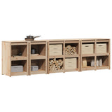 Outdoor Kitchen Cabinet MEPPEL 4 pcs Natural Solid Pine Wood - Side View