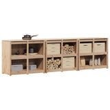 Outdoor Kitchen Cabinet MEPPEL 3 pcs Natural Solid Pine Wood - Side View