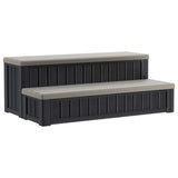 Hot Tub Step with Storage 2-Step Brown and Grey 93 x 57 x 35 cm