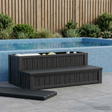 Hot Tub Step with Storage 2-Step Black 93 x 57 x 35 cm PP