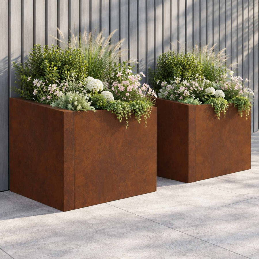 Retaining Wall 50 x 50 x 50 cm Weathering Steel Rusty