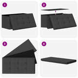 Foldable Storage Bench Dark Grey 180 kg 80 L 77 x 38 x 38 cm - Close-Up Angle