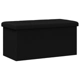 Foldable Storage Bench Black 180 kg 80 L 77 x 38 x 38 cm Linen - Front View