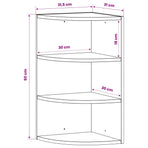 Wall Mounted Corner Shelf 3-Tier 31.5 x 31 x 60 cm White