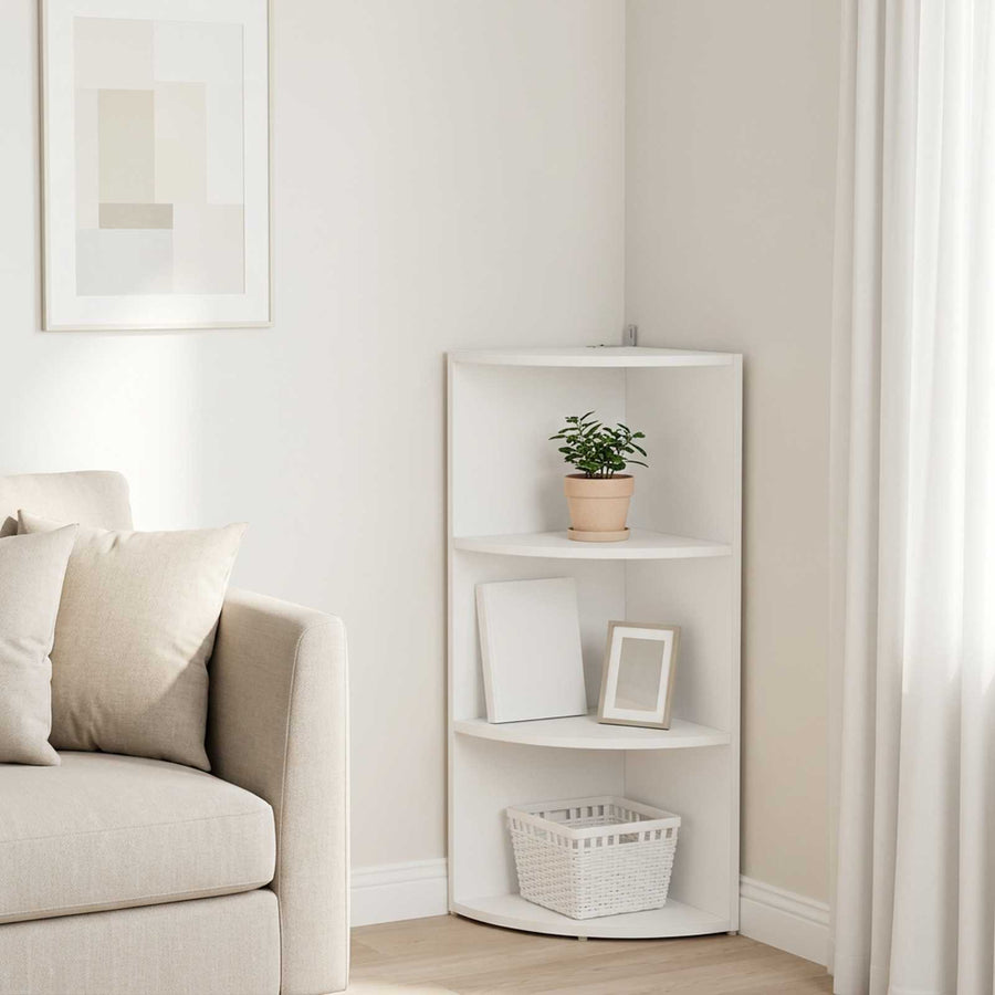 Corner Shelf 2-Tier 41.5 x 41.5 x 72 cm Engineered Wood White