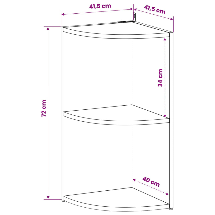 Corner Shelf 2-Tier 41.5 x 41.5 x 72 cm Engineered Wood White