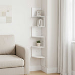 Wall Mounted Corner Shelf White 23.5 x 23.5 x 126 cm