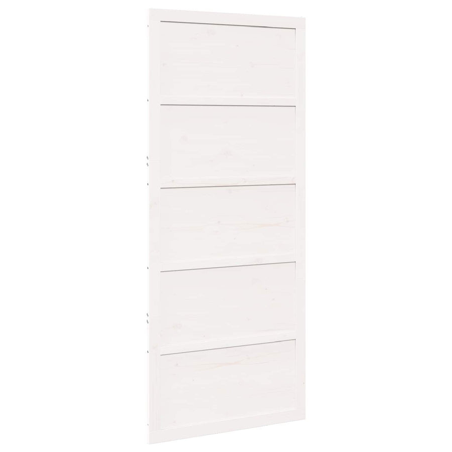 Barn Door White 80 x 2,5 x 208 cm Solid Pine Wood