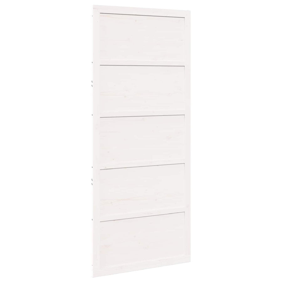 Barn Door White 80 x 2,5 x 208 cm Solid Pine Wood