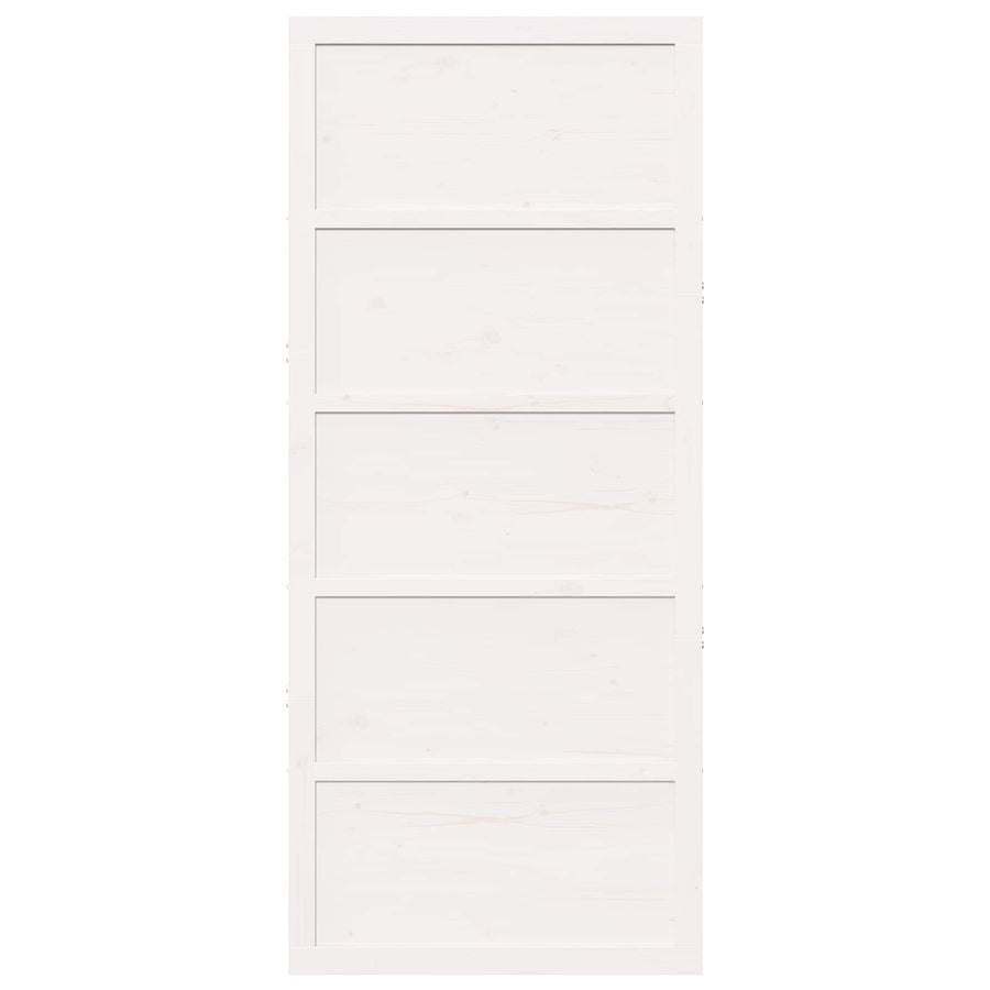 Barn Door White 80 x 2,5 x 208 cm Solid Pine Wood