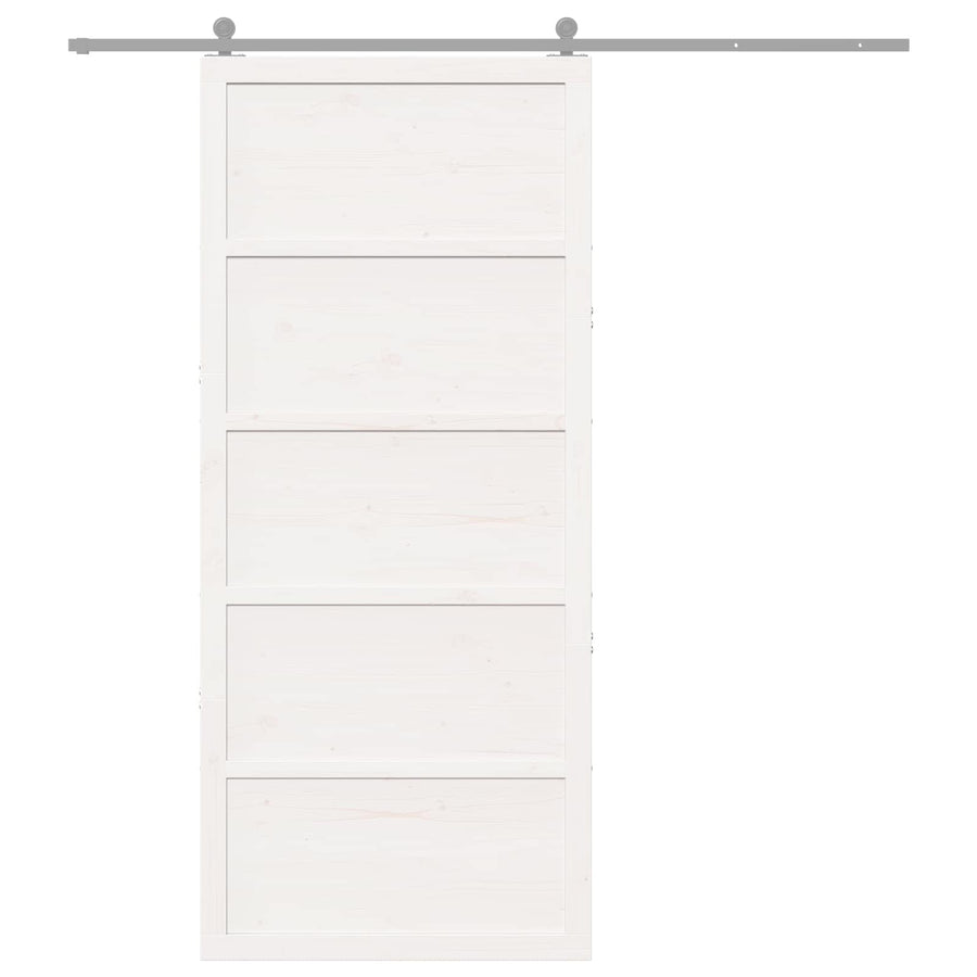 Barn Door White 80 x 2,5 x 208 cm Solid Pine Wood