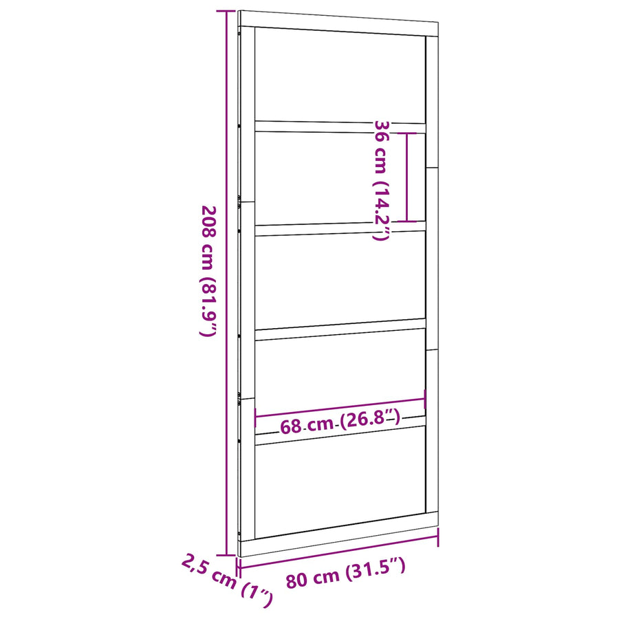 Barn Door White 80 x 2,5 x 208 cm Solid Pine Wood