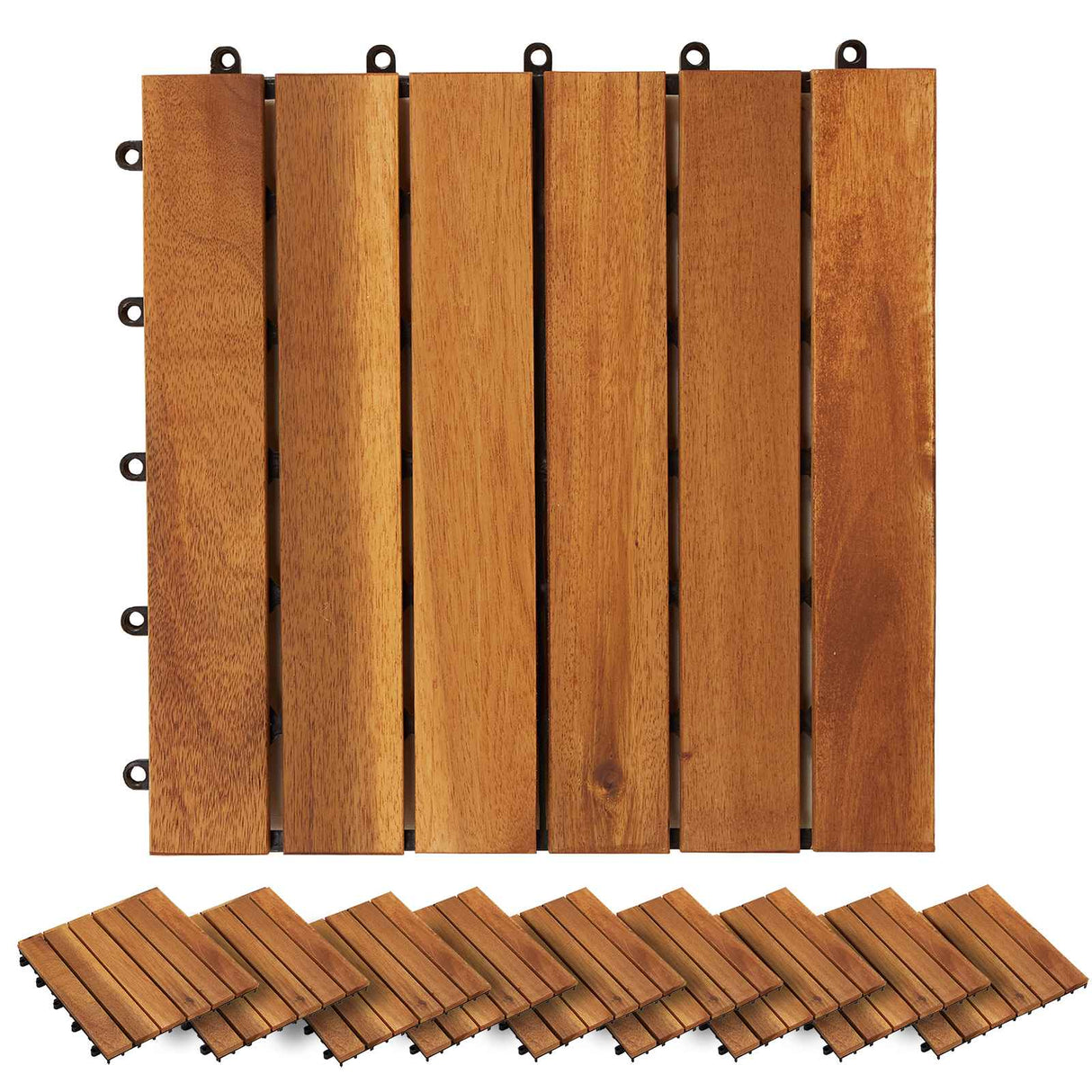 Decking Tile 20 pcs Brown 30 x 30 cm Acacia Hardwood