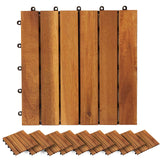 Decking Tile 30 pcs Brown 30 x 30 cm Acacia Hardwood - Front View