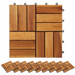 Decking Tile 20 pcs Brown 30 x 30 cm Acacia Hardwood