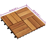 Decking Tile 20 pcs Brown 30 x 30 cm Acacia Hardwood - Low Angle