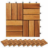 Decking Tile 30 pcs Brown 30 x 30 cm Acacia Hardwood