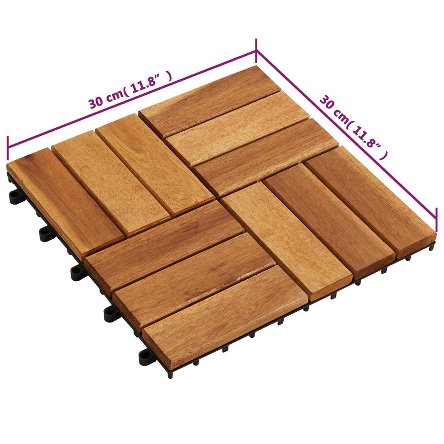 Decking Tile 30 pcs Brown 30 x 30 cm Acacia Hardwood