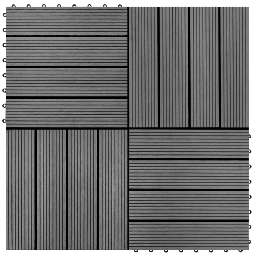 Decking Tile 22 pcs Grey 30 x 30 cm WPC