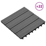 Decking Tile 22 pcs Grey 30 x 30 cm WPC - Front View