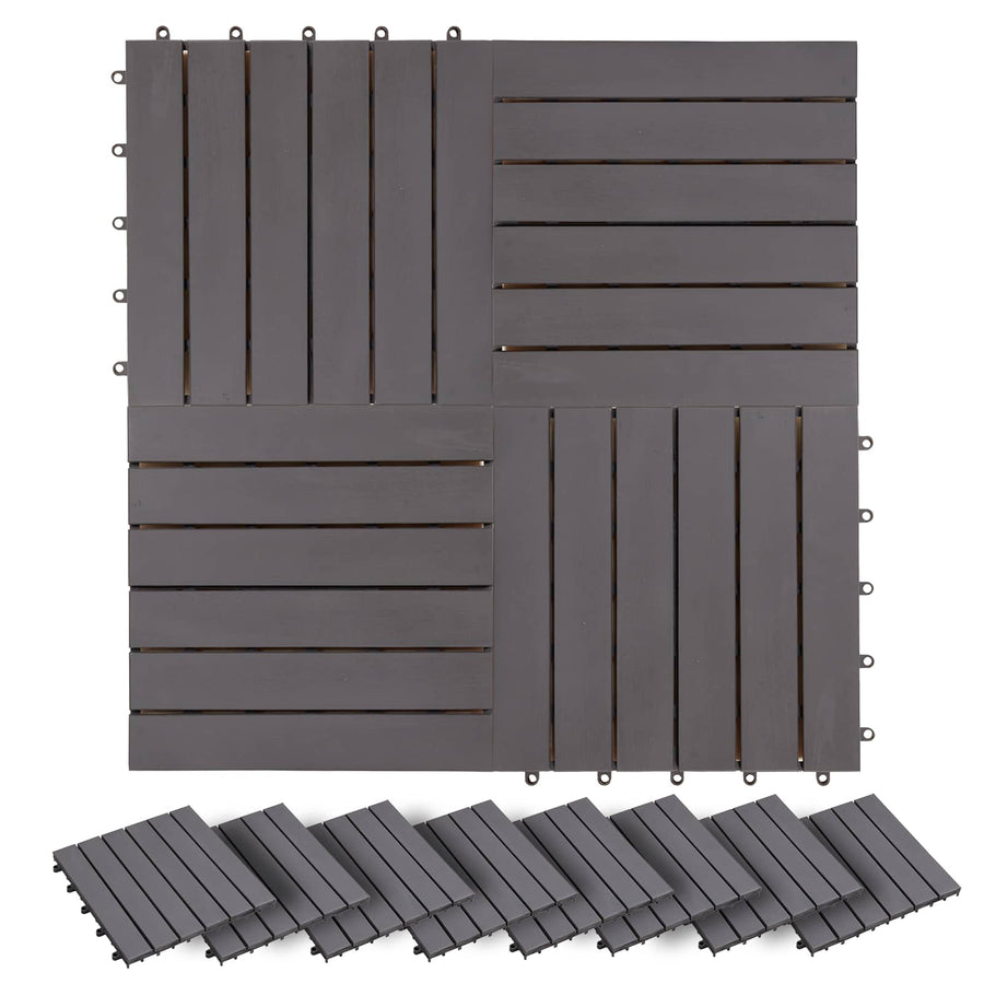 Decking Tile 20 pcs Grey 30 x 30 cm Acacia Hardwood