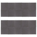 Decking Tile 20 pcs Grey 30 x 30 cm Acacia Hardwood - Top-Down View