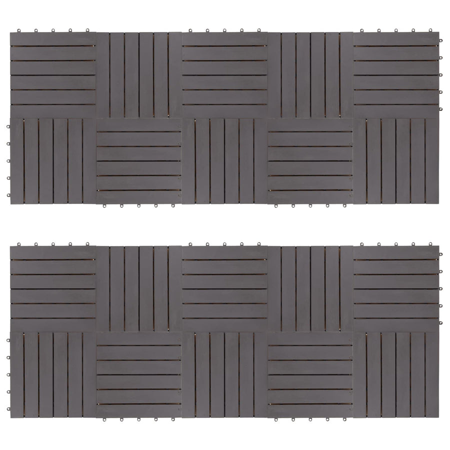 Decking Tile 20 pcs Grey 30 x 30 cm Acacia Hardwood