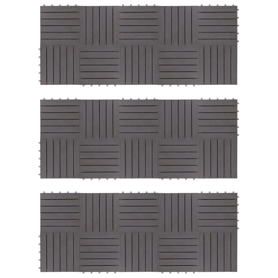 Decking Tile 30 pcs Grey 30 x 30 cm Acacia Hardwood