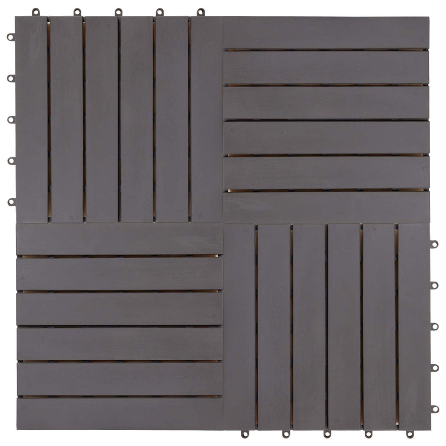 Decking Tile 30 pcs Grey 30 x 30 cm Acacia Hardwood