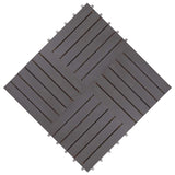 Decking Tile 30 pcs Grey 30 x 30 cm Acacia Hardwood - Rear View