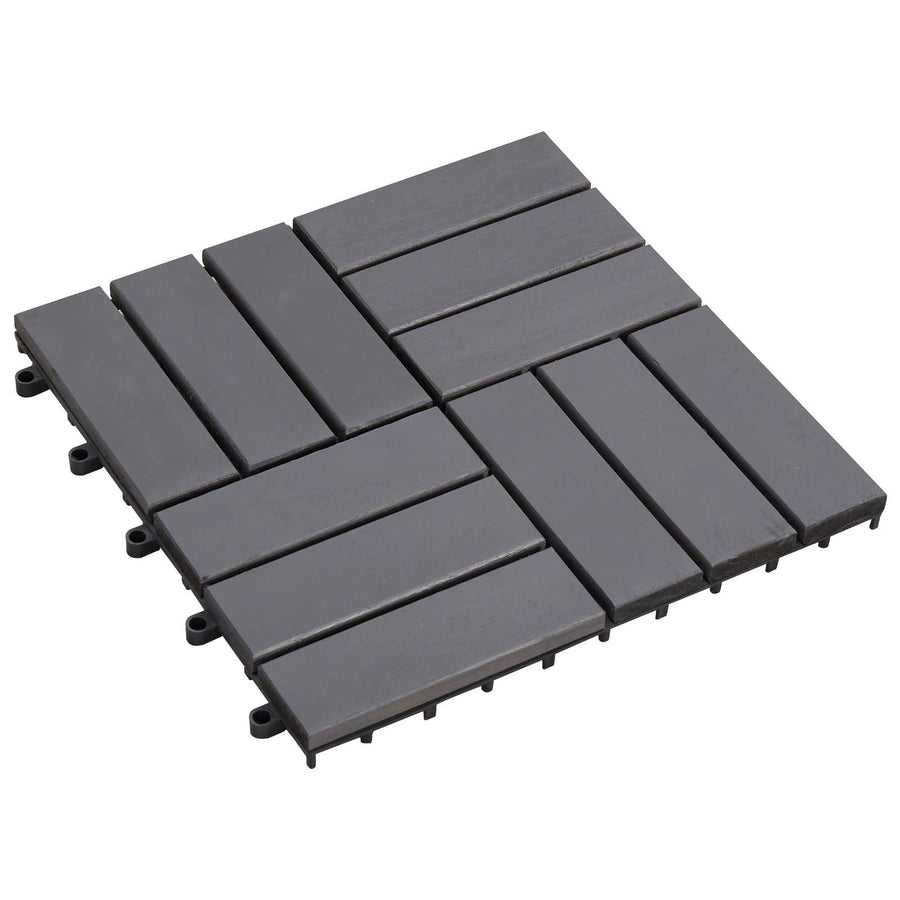 Decking Tile 30 pcs Grey 30 x 30 cm Acacia Hardwood