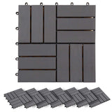 Decking Tile 30 pcs Grey 30 x 30 cm Acacia Hardwood