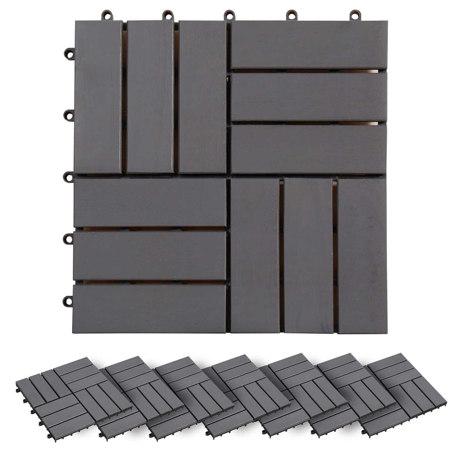 Decking Tile 30 pcs Grey 30 x 30 cm Acacia Hardwood