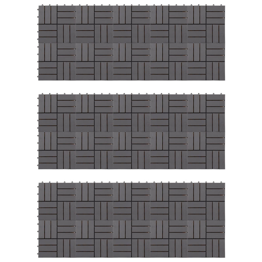 Decking Tile 30 pcs Grey 30 x 30 cm Acacia Hardwood