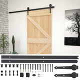 Sliding Door Natural and Black 90 x 210 cm Solid Pine Wood