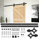 Sliding Door Natural and Black 90 x 210 cm Solid Pine Wood
