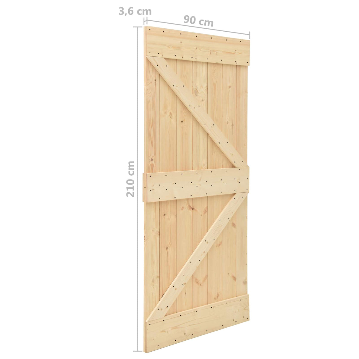 Sliding Door Natural and Black 90 x 210 cm Solid Pine Wood