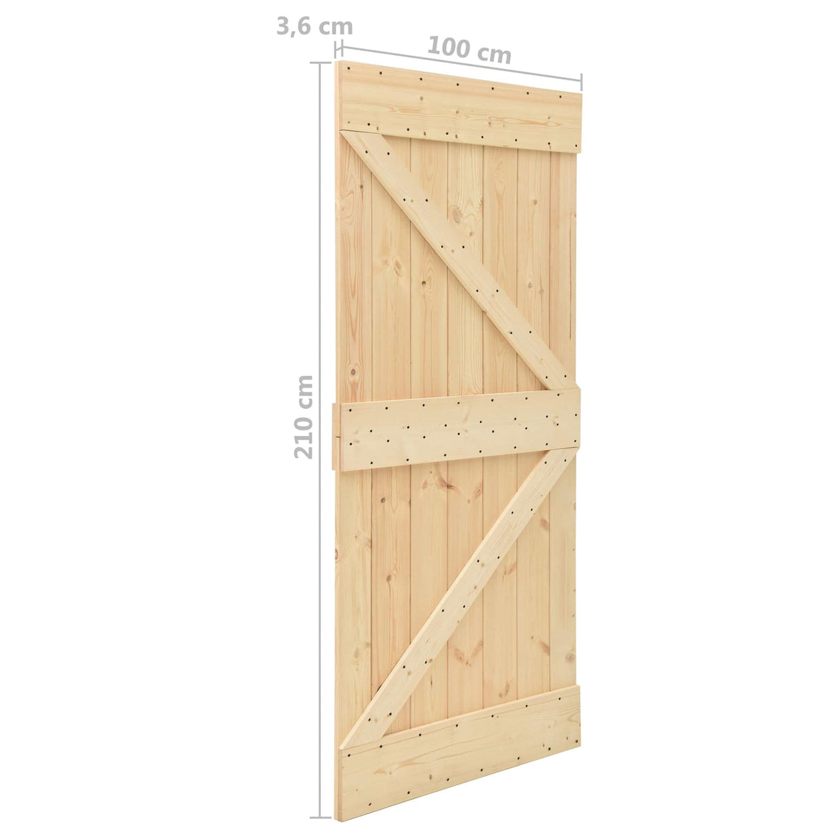 Sliding Door Natural and Black 100 x 210 cm Solid Pine Wood