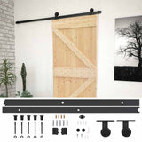 Sliding Door Natural and Black 100 x 210 cm Solid Pine Wood