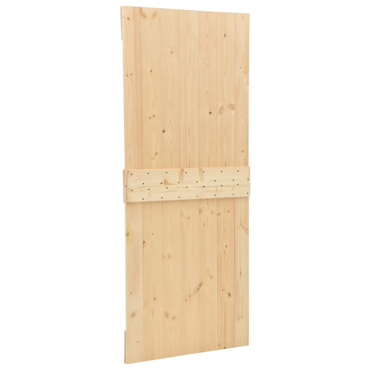 Sliding Door Natural and Black 100 x 210 cm Solid Pine Wood