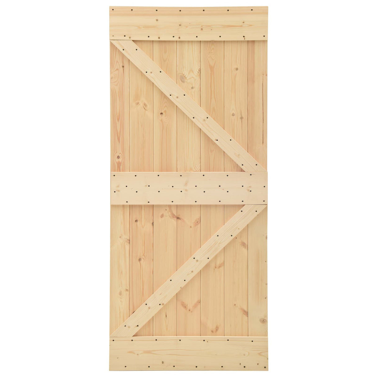 Sliding Door Natural and Black 100 x 210 cm Solid Pine Wood