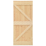 Sliding Door Natural and Black 100 x 210 cm Solid Pine Wood