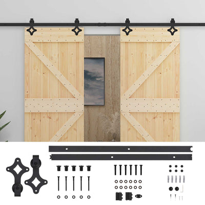 Sliding Door 2 pcs 80 x 210 cm Solid Pine Wood