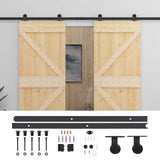 Sliding Door 2 pcs Natural and Black Solid Pine Wood